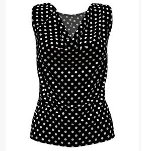Black & White Polka Dot Sleeveless Top, M